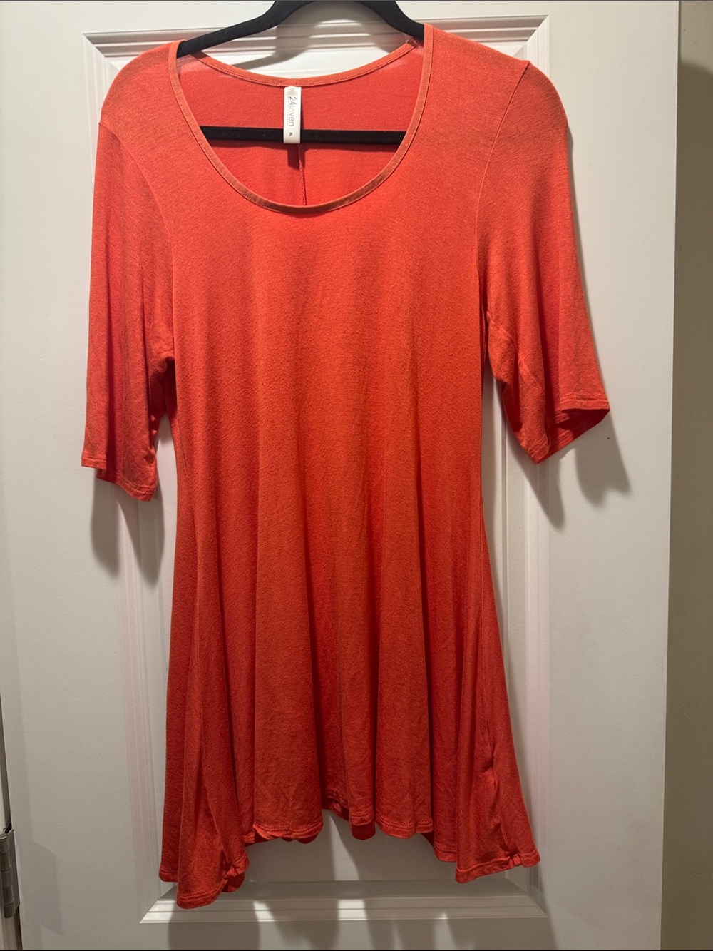 Relaxed Scoop Neck Swing Tunic in Coral
